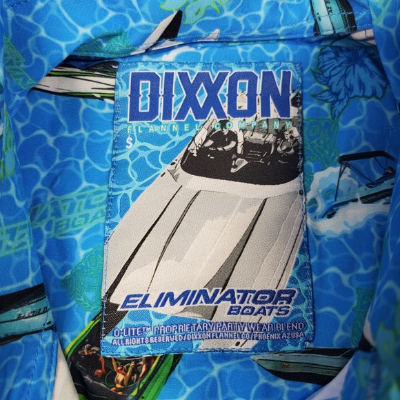 DIXXON Flannel Co Eliminator Boats Party Shirt Mens Small Blue‎ Button Up Cruise - Picture 7 of 13